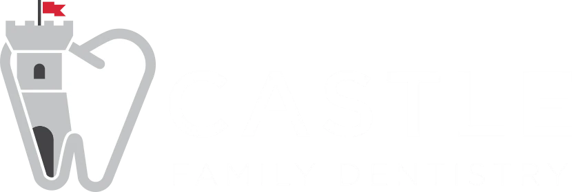 Castle Family Dentistry white logo.